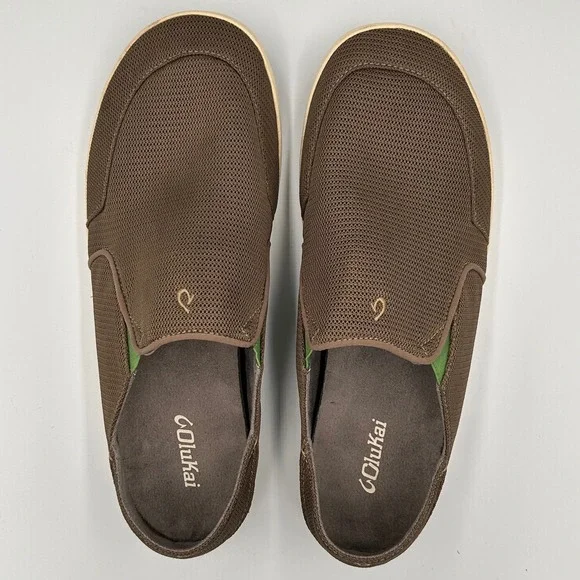OluKai Nohea Mesh Mens Slip On Shoes Brown Dark Wood 10188-13AP Size 14 - Picture 5 of 8
